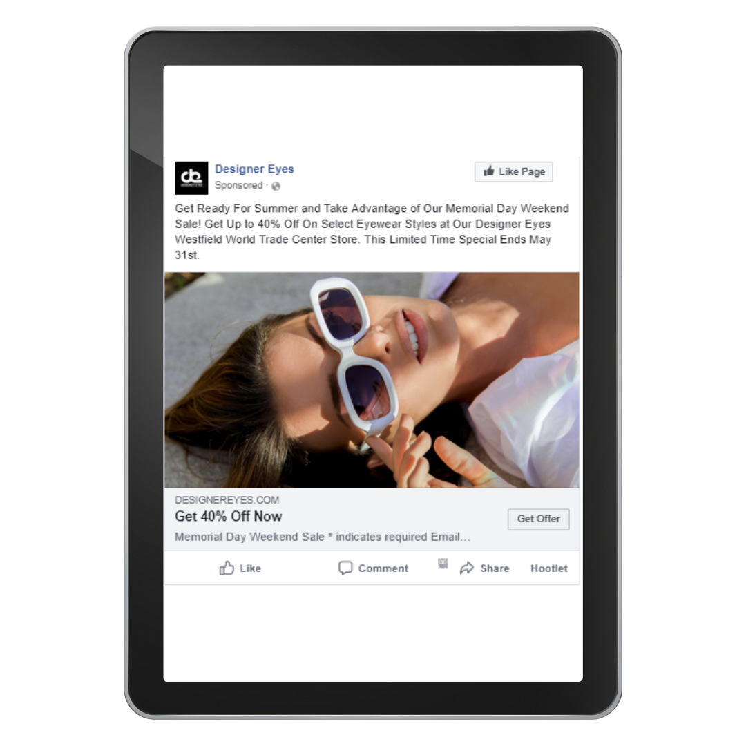 Designer Eyes fb ads